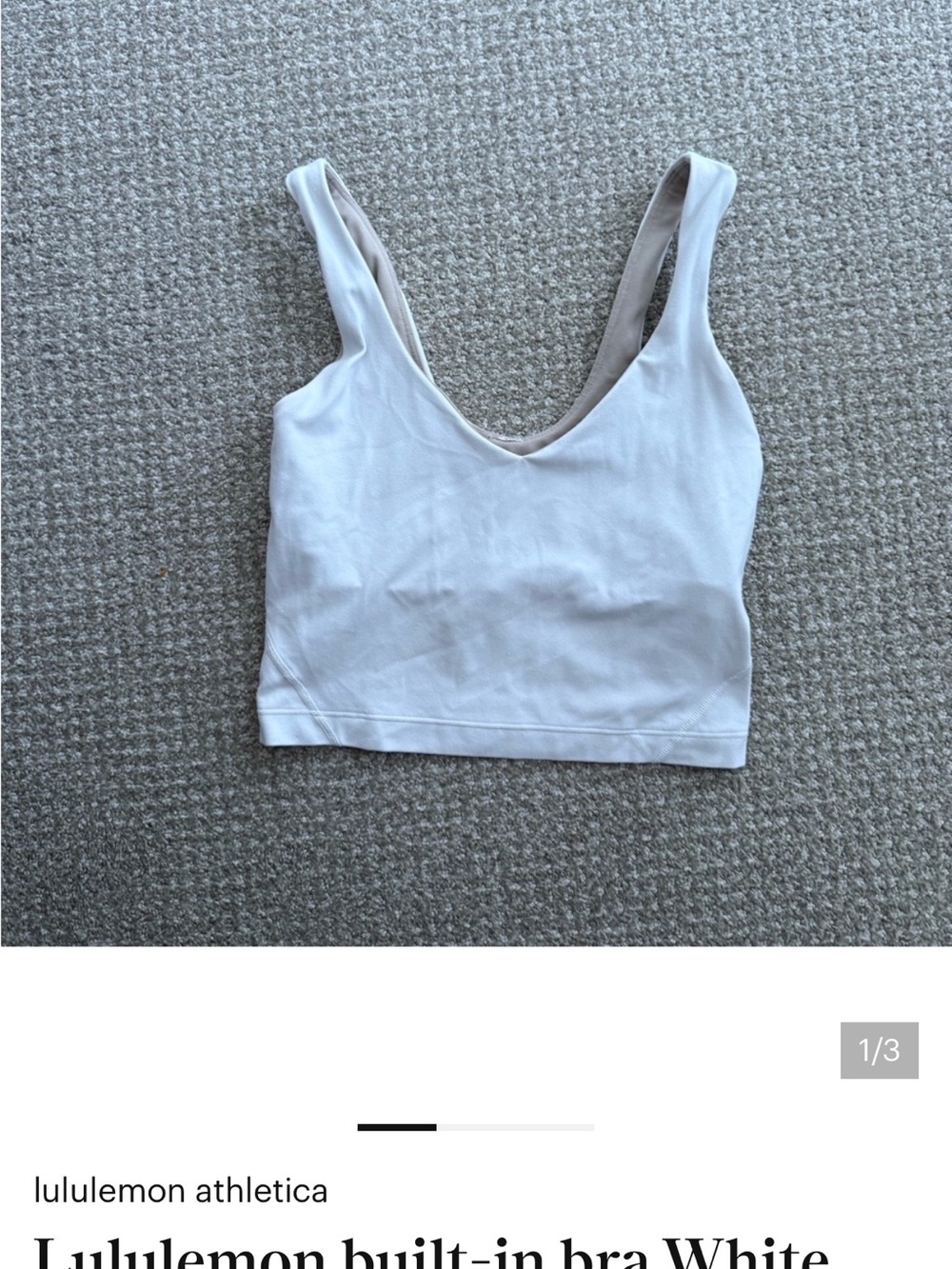 lululemon athletica White Scoop Neck Built-In Bra Tank